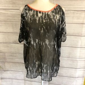 Express Sheer Printed Cold Shoulder Top